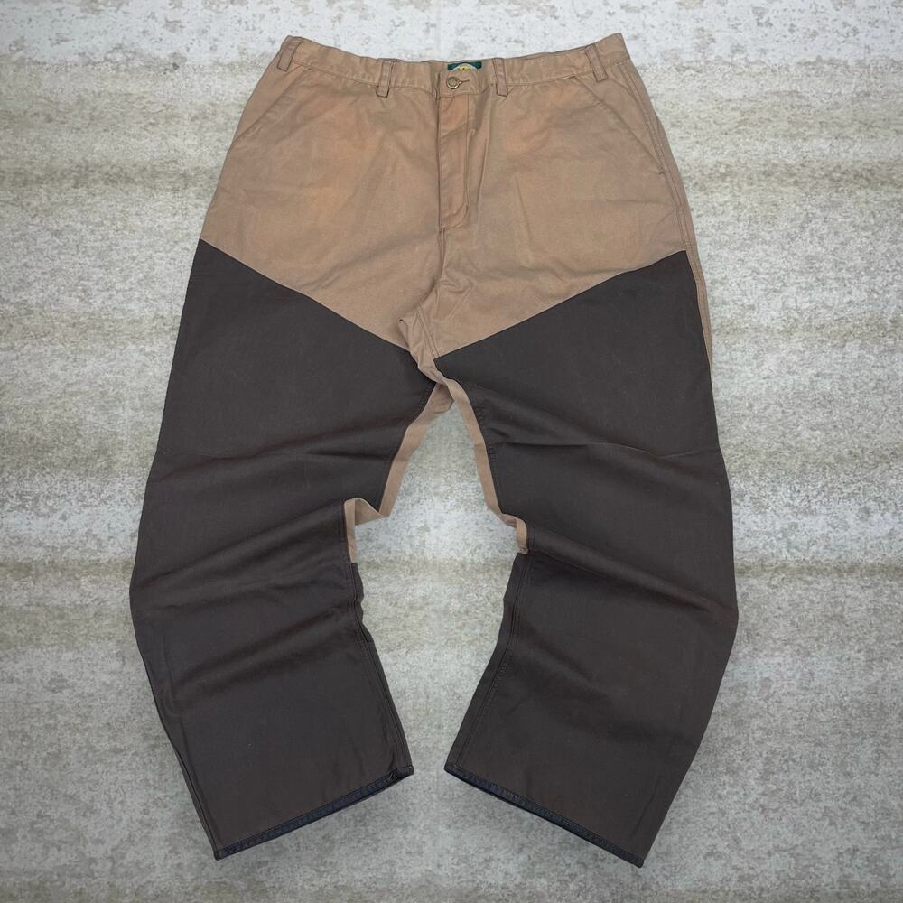 Vintage 90s Cabelas Double Knees Work Pants 42x32 Relaxed Tan Chocolate Brown